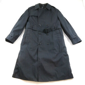 Army Military Long Trench Rain Coat W/ Liner Black Sz 42L 70s/80s